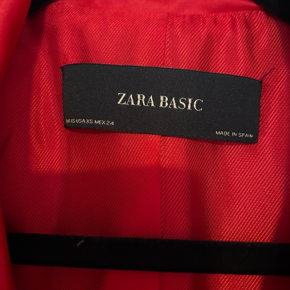 ZARA Red Tuxedo Suit Set | Satin Trim Blazer XS + Pants S - Picture 4 of 10